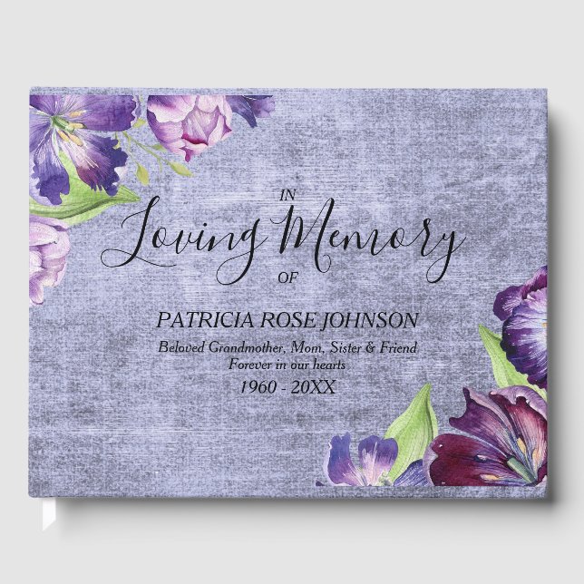 Livro De Visitas Lembrança Funeral Memorial das Tulipas de Aquarela (Frente)