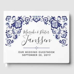 Livro De Visitas Lembrança holandesa azul do casamento de Delfts