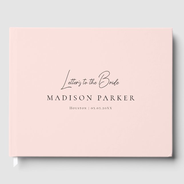 Livro De Visitas Letters to the Bride! Pink Bridal Shower (Frente)