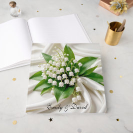 Livro De Visitas Lily do Buquê de Casamento do Vale no Satin Branco