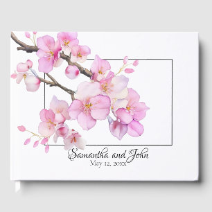 Livro De Visitas Linda flor de cereja cor-de-rosa