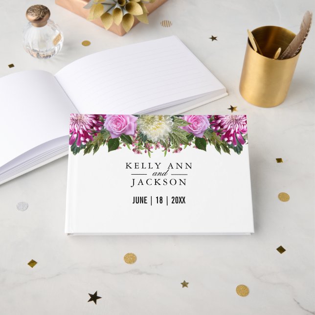 Livro De Visitas Linda Floral Rosa (Frente aberta)