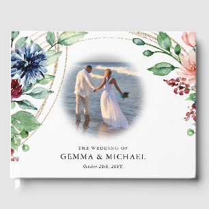 Livro De Visitas Linda Watercolor Floral & Greenery Weding