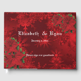 Livro De Visitas Lindo Natal Vermelho, Flocos de Neve, Personalizad