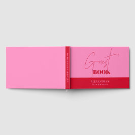 Livro De Visitas Lindo Rosa Vermelho Script Aniversário Obrigado
