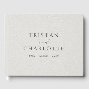Livro De Visitas Linen Branco da Tipografia Elegante Personalizada