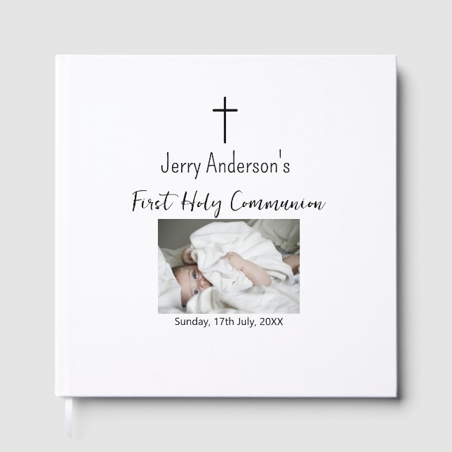 Livro De Visitas Linha católica de primeira comunhão simples QR mín (Frente)