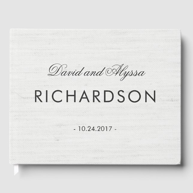 Livro De Visitas Linhagem de Cinzas Suaves com Texto Preto Elegante (Frente)