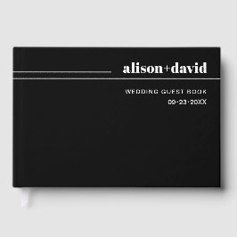 Livro De Visitas Linhas brancas curvas e casamento negro com tipogr