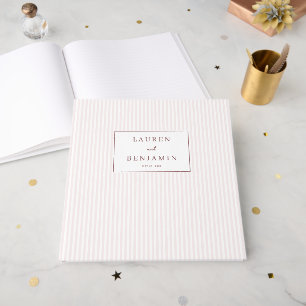 Livro De Visitas Listras Cor-de-Rosa Elegantes Com Acentos Dourados