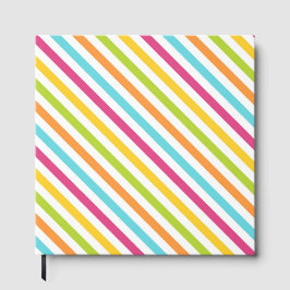 Livro De Visitas Listras diagonais em cores vibrantes