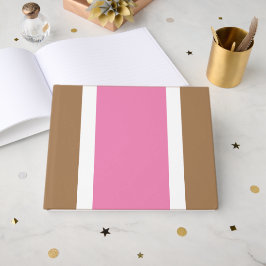 Livro De Visitas Listras largas rosa e branco em marrom claro estil