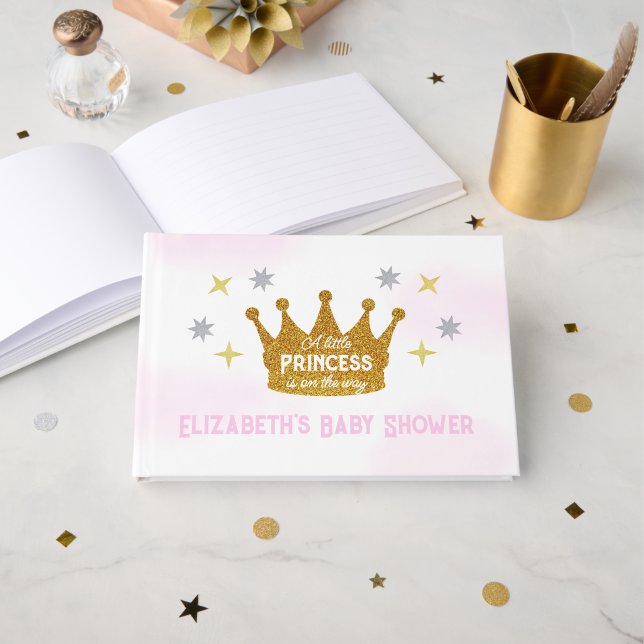 Livro De Visitas Little Princess Girl Baby Shower (Frente aberta)