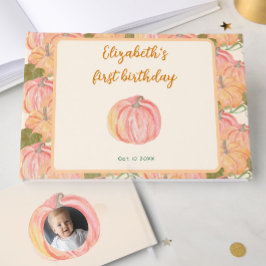 Livro De Visitas Little Pumpkin First Birthday Custom Photo