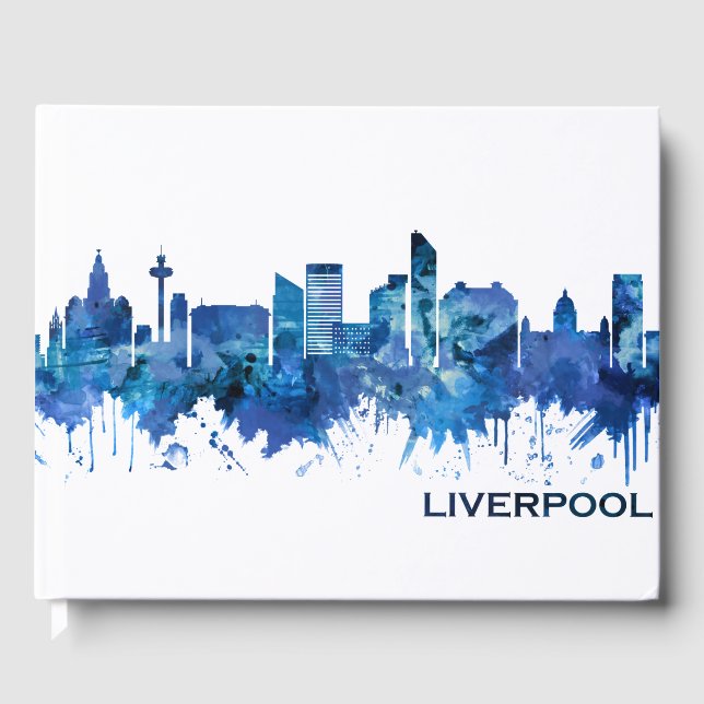 Livro De Visitas Liverpool England Skyline Blue (Frente)