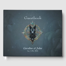 Livro De Visitas Lobos negros com olhos azuis perfurantes,