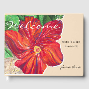 Livro De Visitas Locação de Férias Florais Tropicais Red Hibiscus