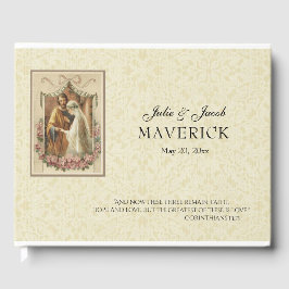 Livro De Visitas Local de Casamento Elegante da Vintage Católica Tr