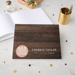 Livro De Visitas Logotipo comercial personalizado Madeira aparência