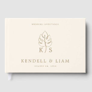 Livro De Visitas Logotipo de Casamento Monograma Monstera