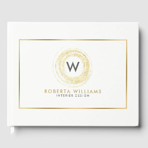 Livro De Visitas Logotipo Dourado moderno do círculo