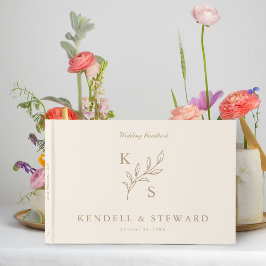 Livro De Visitas Logotipo Floral de Casamento Elegante Greenery Mon
