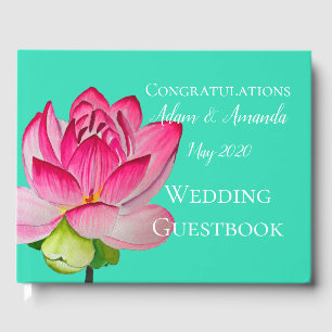 Livro De Visitas Lótus art aquarela natureza arte casamento