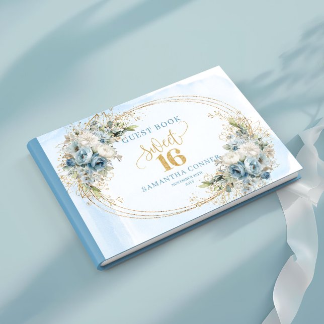 Livro De Visitas Lovely Dusty Blue Gold Eucalyptus Sweet Sixteen  (Lovely Dusty Blue Gold Eucalyptus Sweet Sixteen Guest Book

)