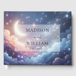 Livro De Visitas Lua Celestial e Estrelas Casamento Personalizado