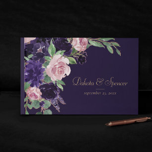 Livro De Visitas Lush Blossom Roxo-escuro e rosa-rosa Floral