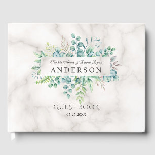 Livro De Visitas Lush Watercolor Olive Branches Wreath Casamento
