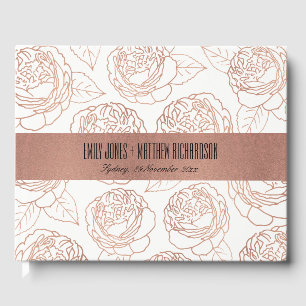 LIVRO DE VISITAS LUXE ELEGANTE PINCO BRANCO ROSE CASAMENTO FLORAL D
