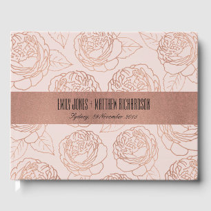 LIVRO DE VISITAS LUXE ELEGANTE PINCO BRANCO ROSE CASAMENTO FLORAL D