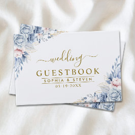 Livro De Visitas Luxurious Blue, White & Gold Wedding 