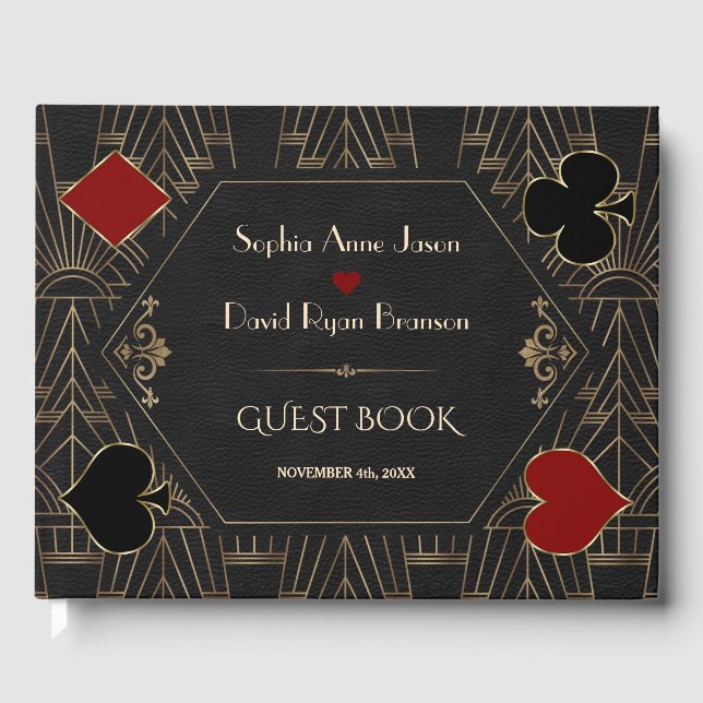 Livro De Visitas Luxury Casino Gold Black Gatsby 20s Wedding  (Frente)