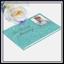 Livro De Visitas Luxury Leather-Look Loving Memory Foto Guest Book