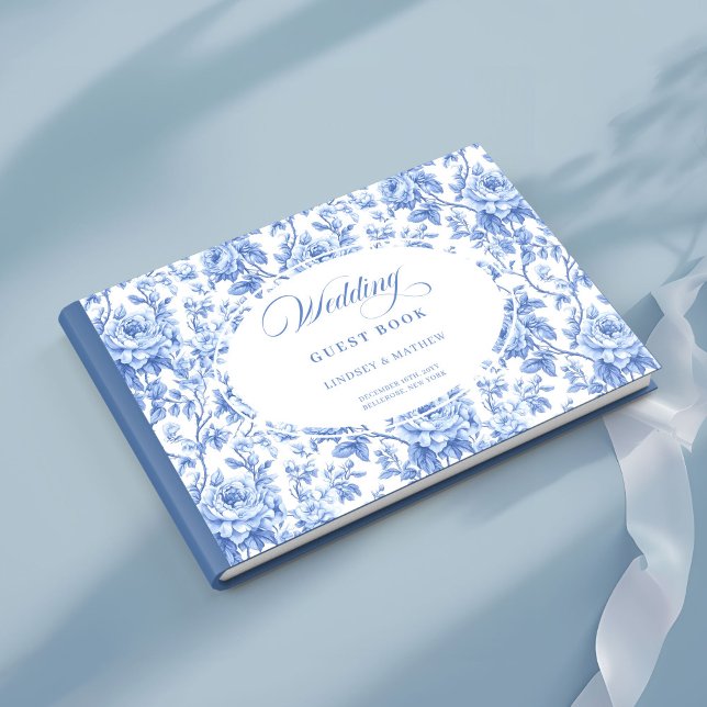 Livro De Visitas Luxury Royal Blue Floral Toile Roses Guest Book (Luxury Royal Blue Floral Toile Roses Guest Book)