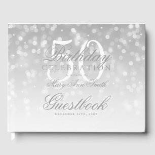 Livro De Visitas Luz de prata da faísca de Bokeh do 50th