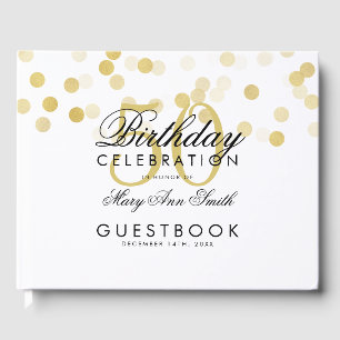 Livro De Visitas Luzes do brilho da folha Dourado do aniversário d