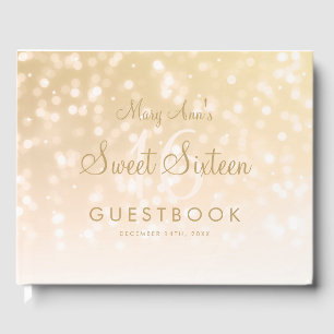 Livro De Visitas Luzes Dourados da faísca de Bokeh do Guestbook do