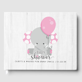 Livro De Visitas Madeira branca e elefante rosa desejam Chá de fral