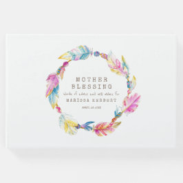 Livro De Visitas Mãe Bênção miçangas penas coloridas