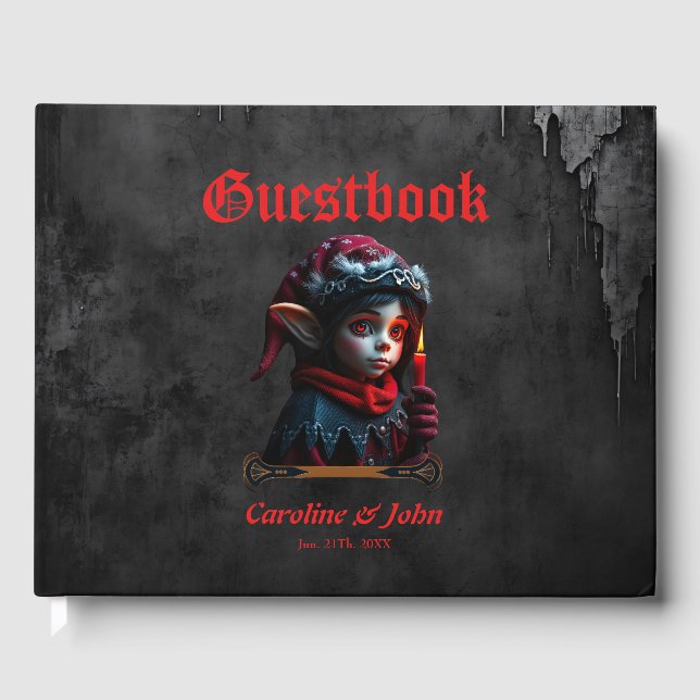 Livro De Visitas Magia do elfo gótico debaixo da lua de cheio. (Frente)