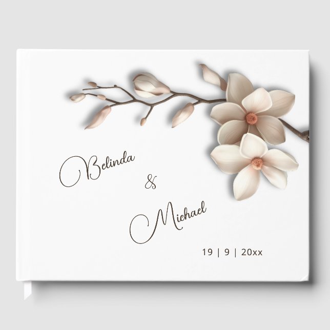 Livro De Visitas Magnólia em 3D | Casamento (Frente)