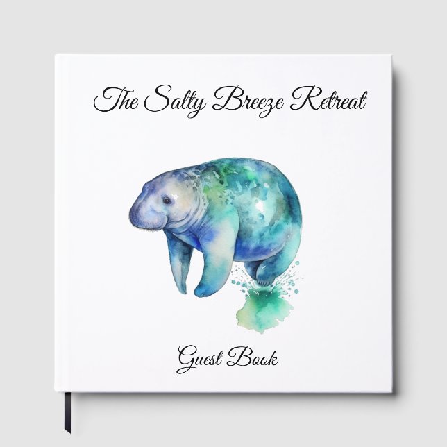 Livro De Visitas Manatee Sussurro Oceânico, personalizado (Frente)