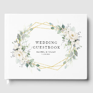 Livro De Visitas manual de casamento geométrico em ouro e branco