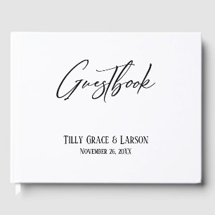 Livro De Visitas Manual Elegante Guestbook Simples Preto e Branco