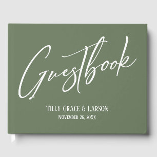 Livro De Visitas Manual Elegante Simples Guestbook Verde Oleícola