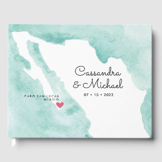 Livro De Visitas Mapa de Aquarela do México | Cabo | Casamento de D