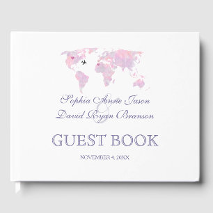Livro De Visitas Mapa do Mundo de Aquarela Viagem